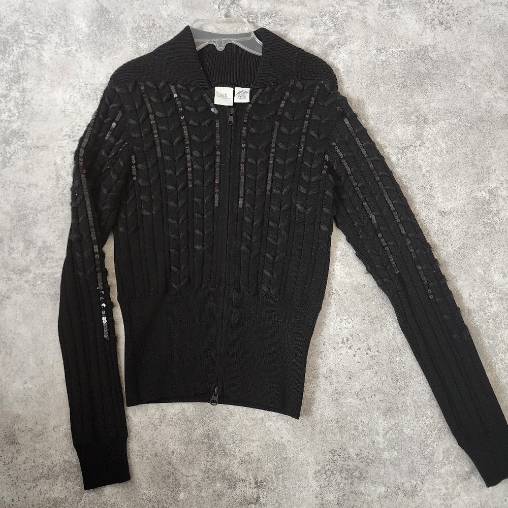 A/X Armani Exchange Sequin long-sleeve zip-front jacket. Womans Size M